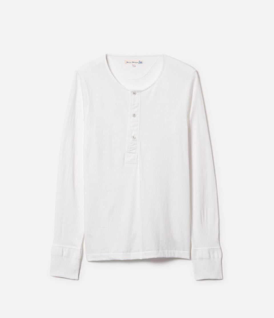 White long-sleeve shirt on a light gray background