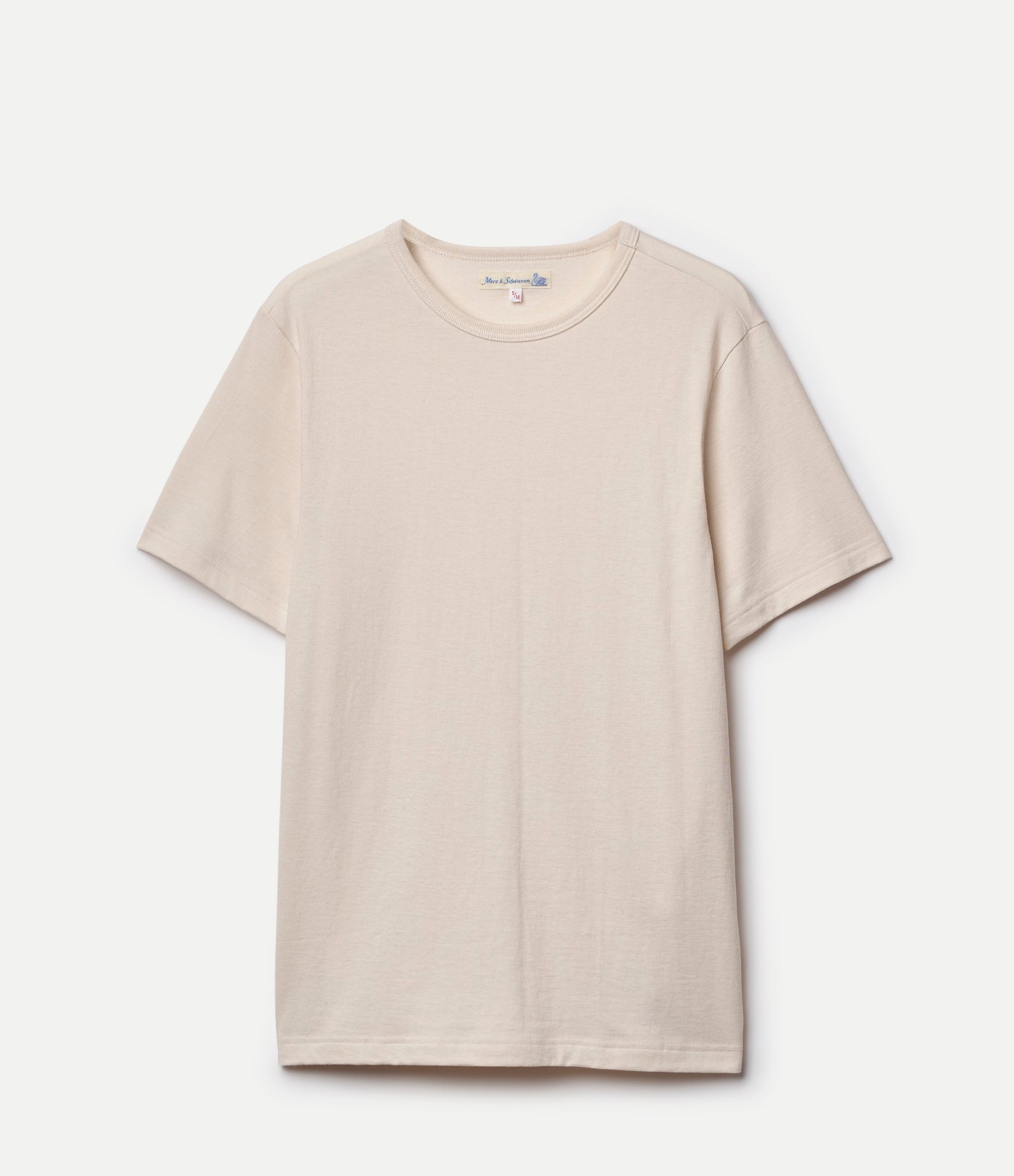 Beige loopwheeled t-shirt on a white background