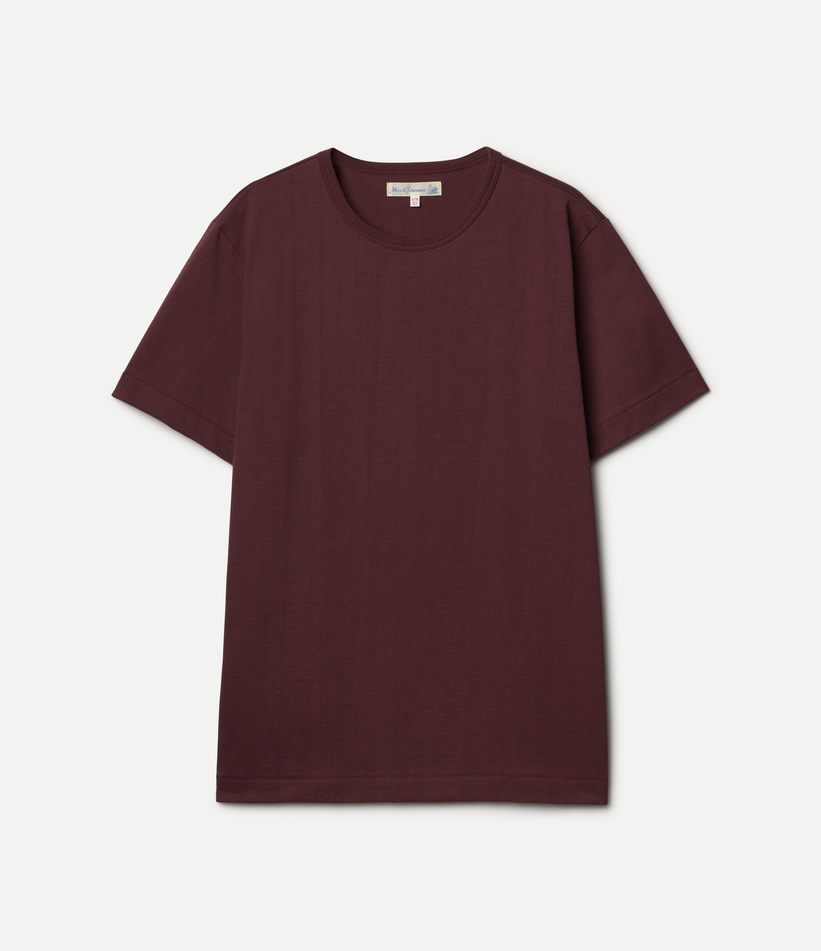 Maroon t-shirt on a light gray background