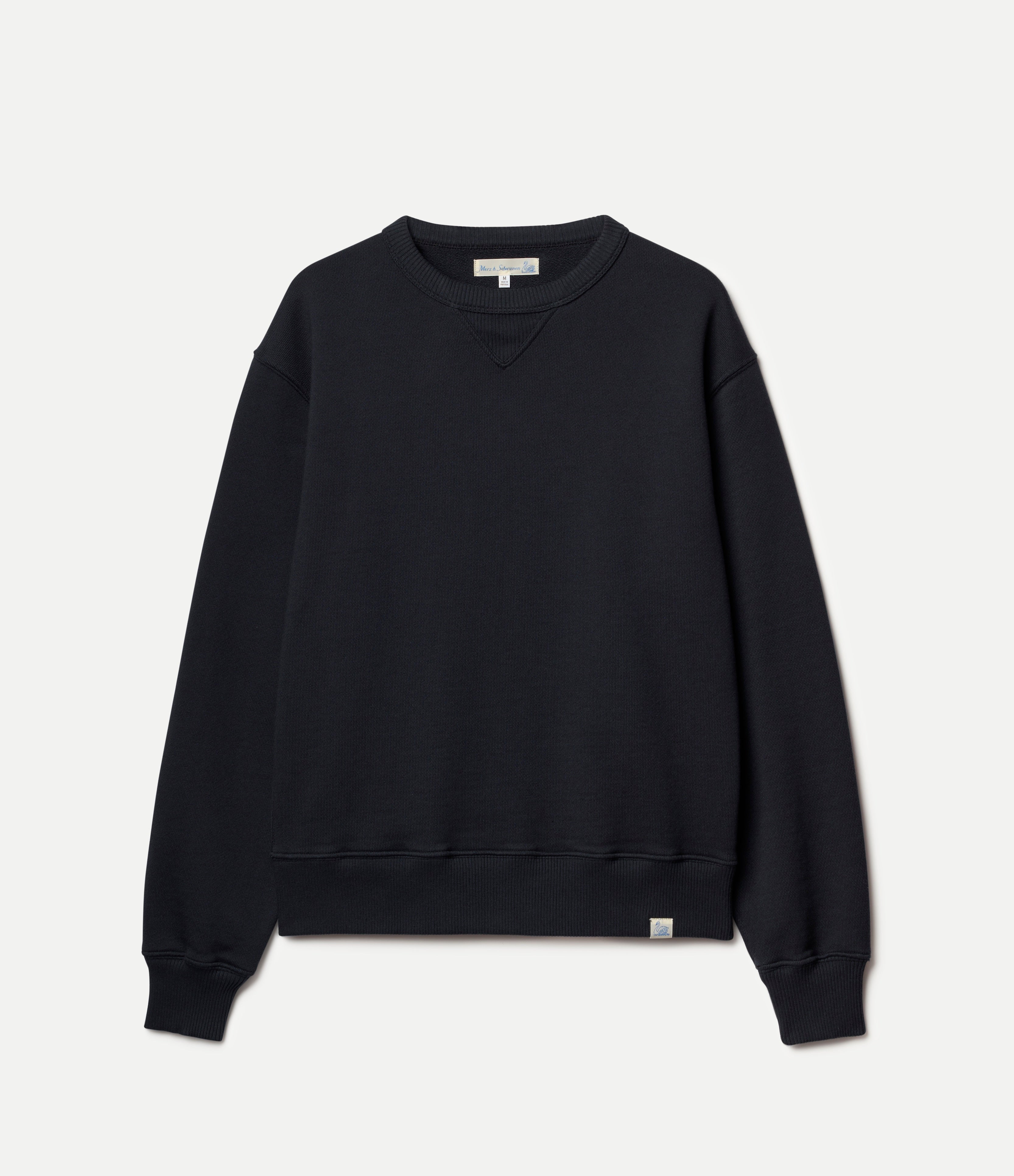 Black fleece sweatshirt on a light gray background