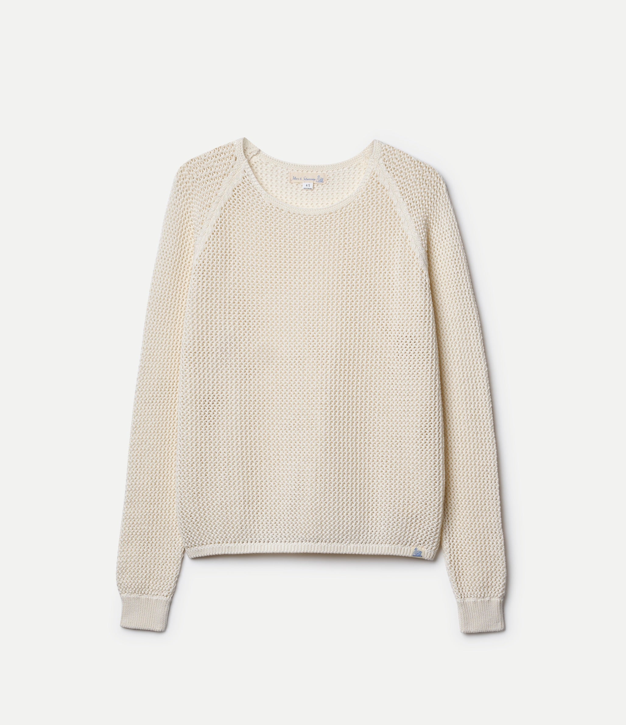 Beige crochet sweater on a white background