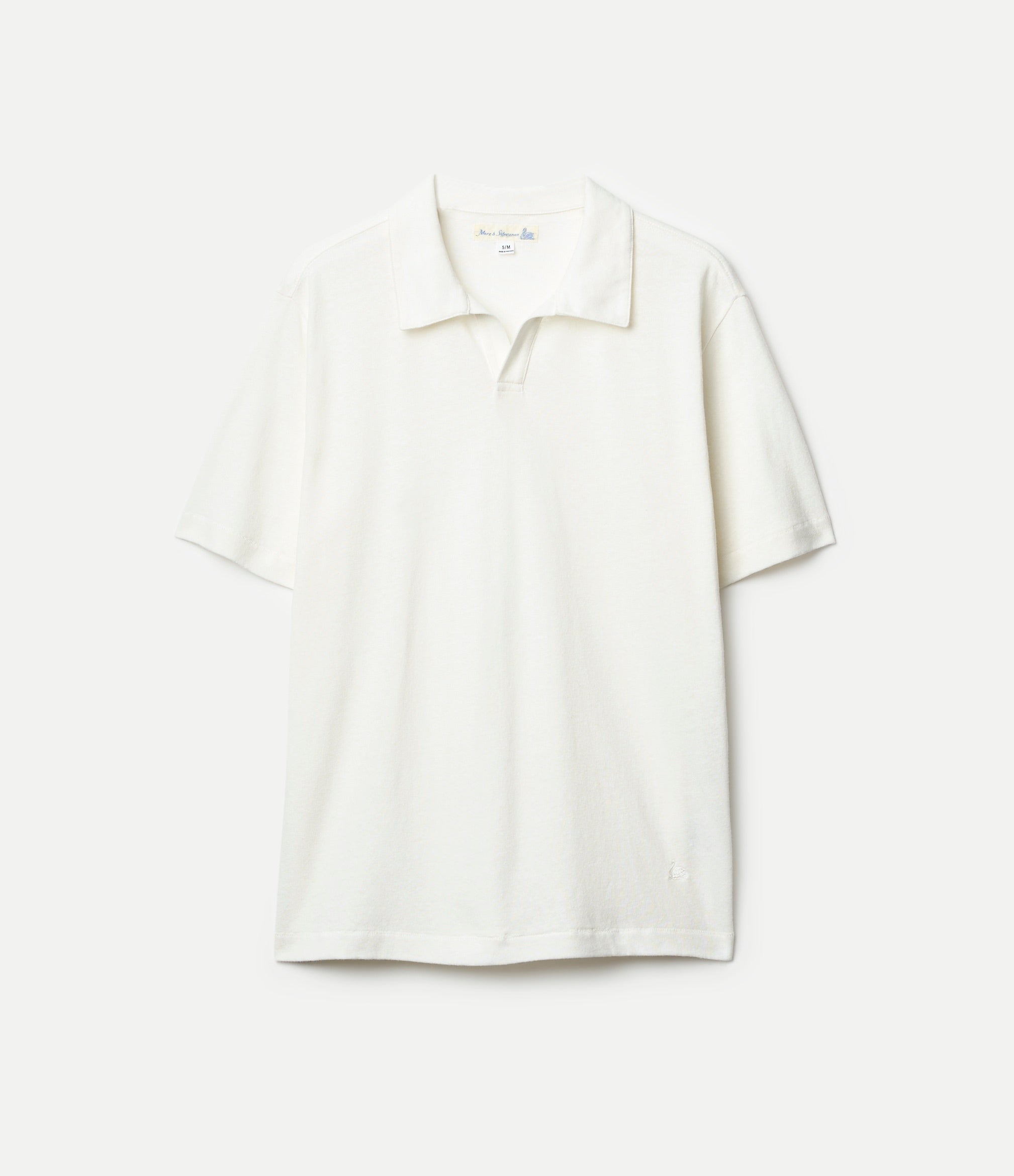 White linen polo shirt on a white background