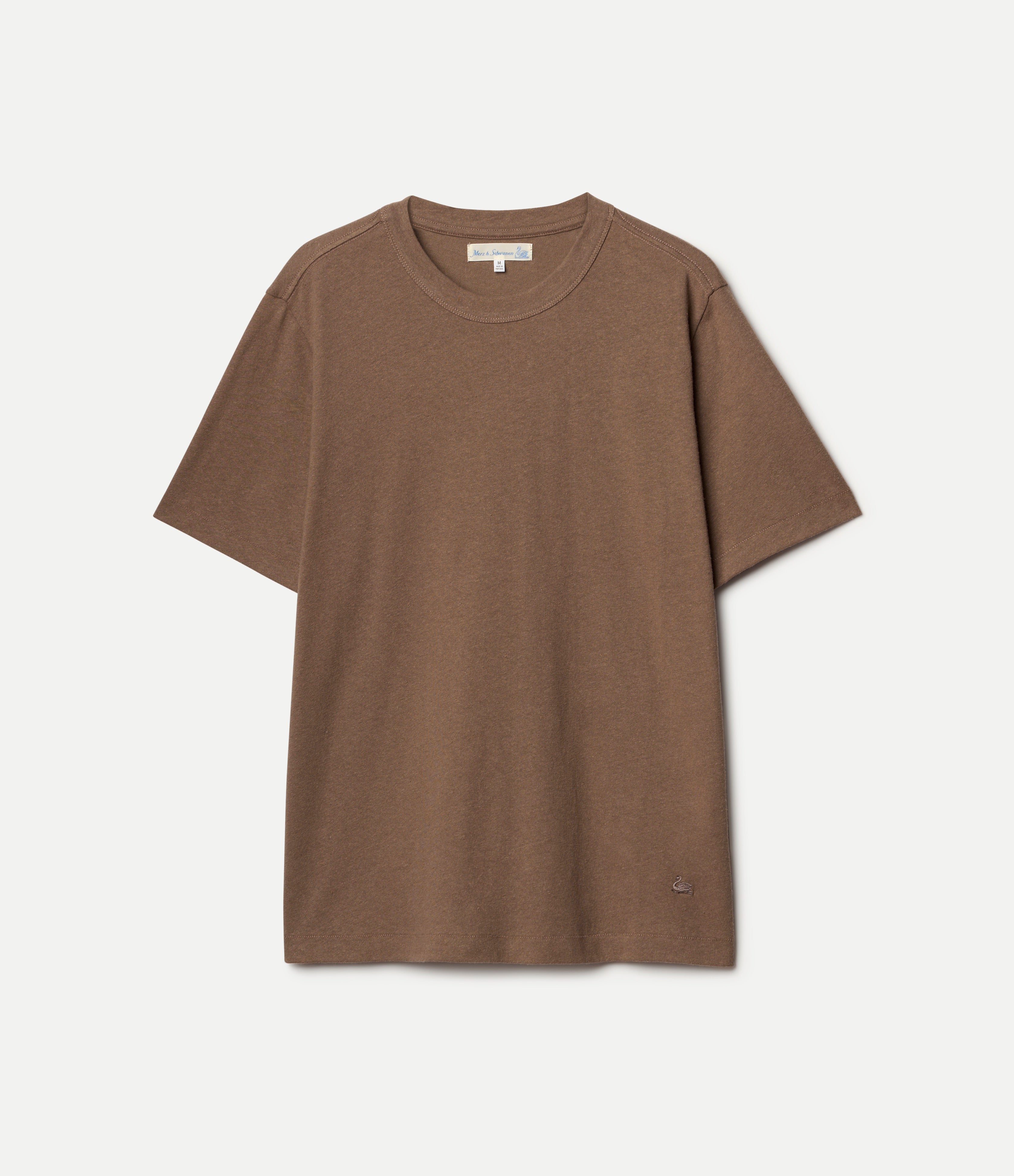 Brown linen t-shirt on a white background