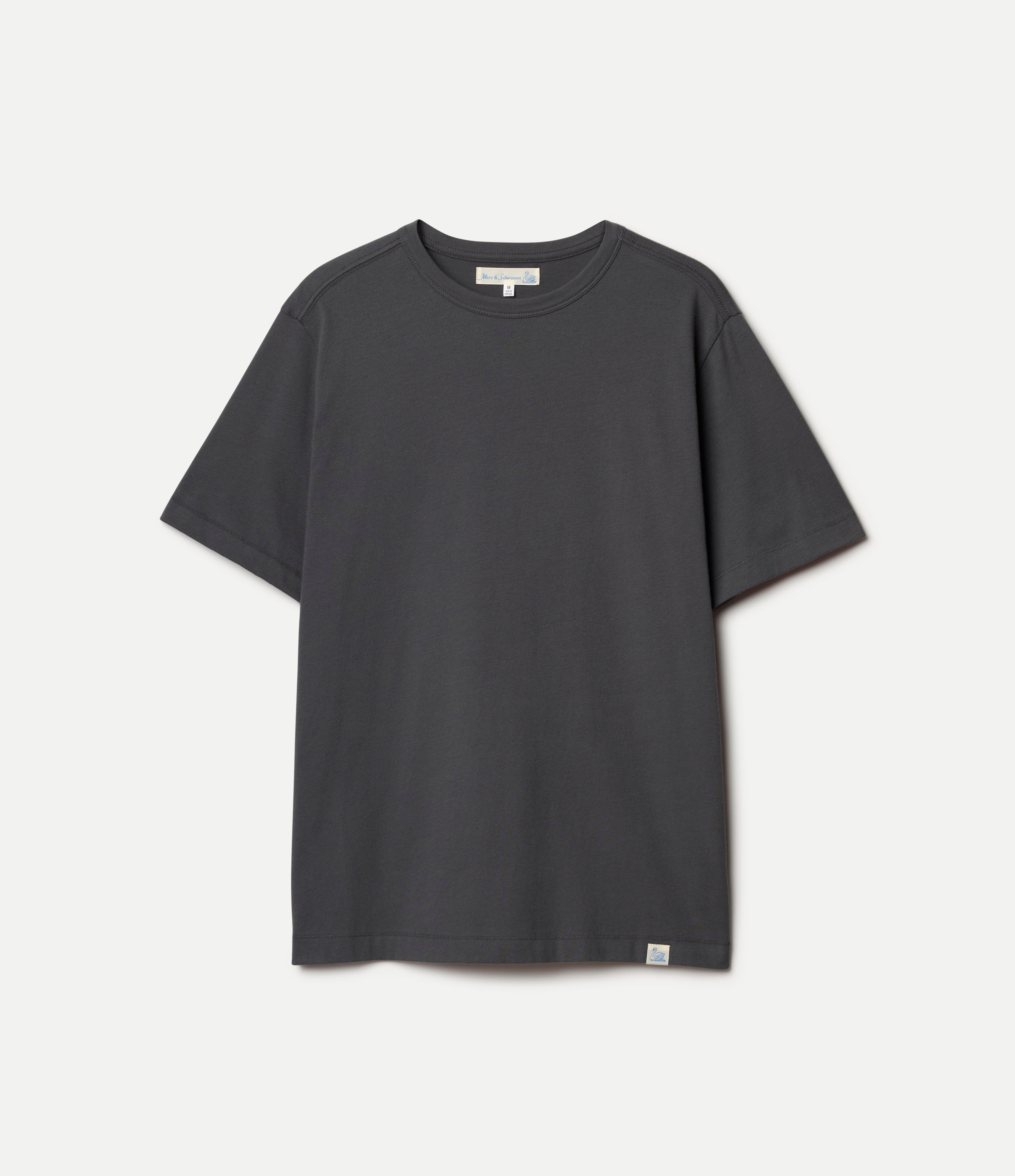 Dark gray t-shirt on a light gray background