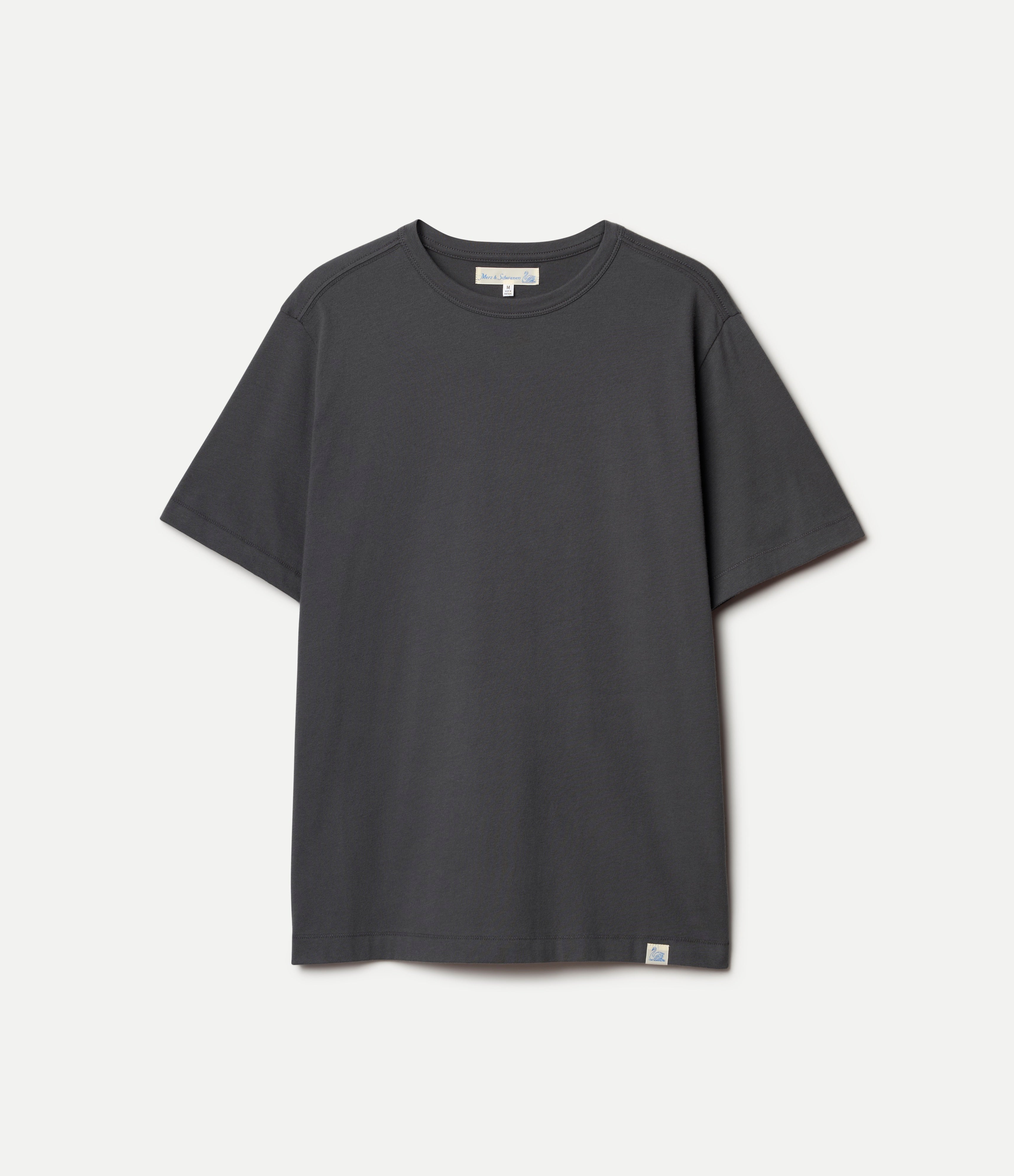 Dark gray t-shirt on a light gray background