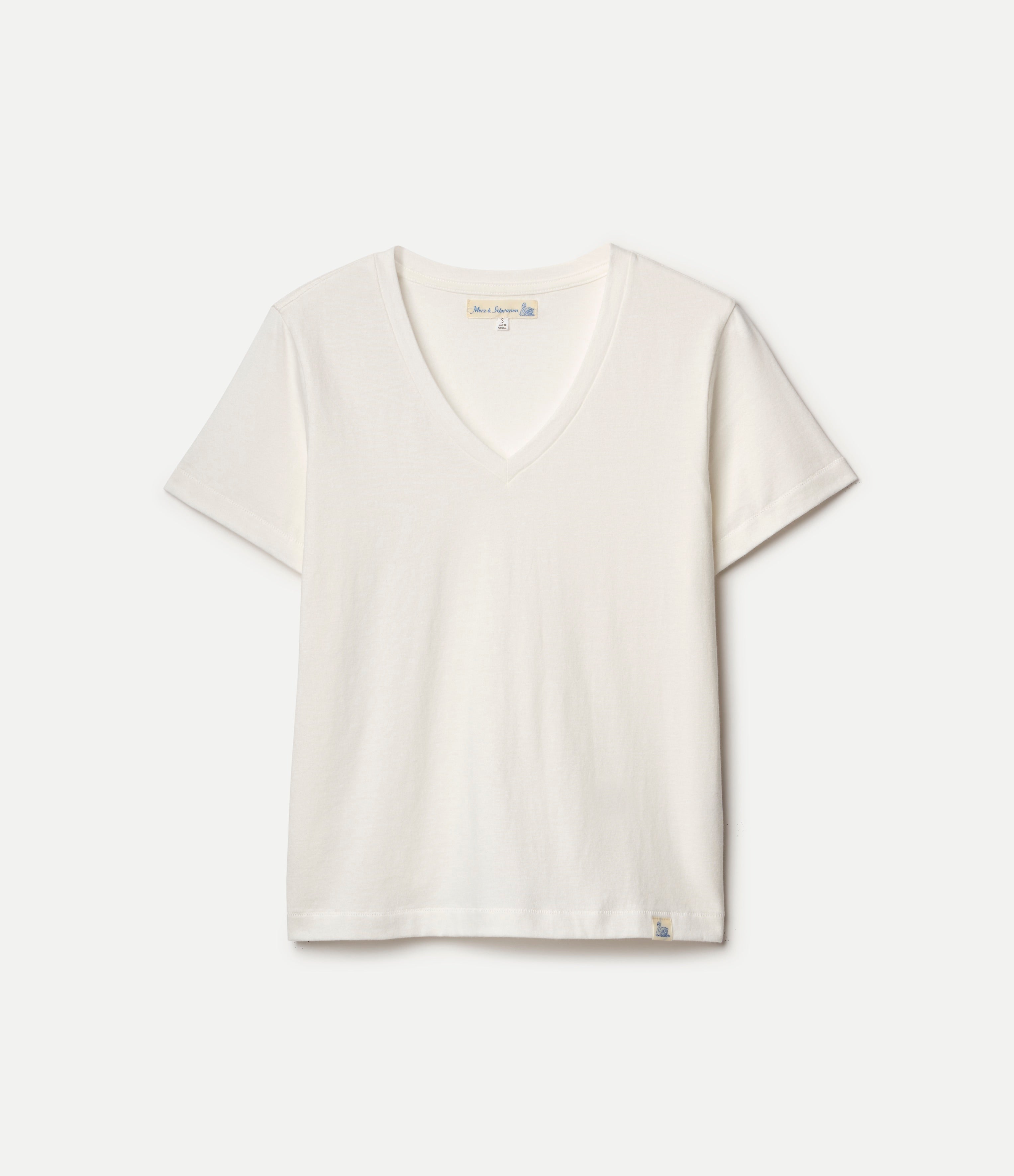 White V-neck T-shirt against neutral background