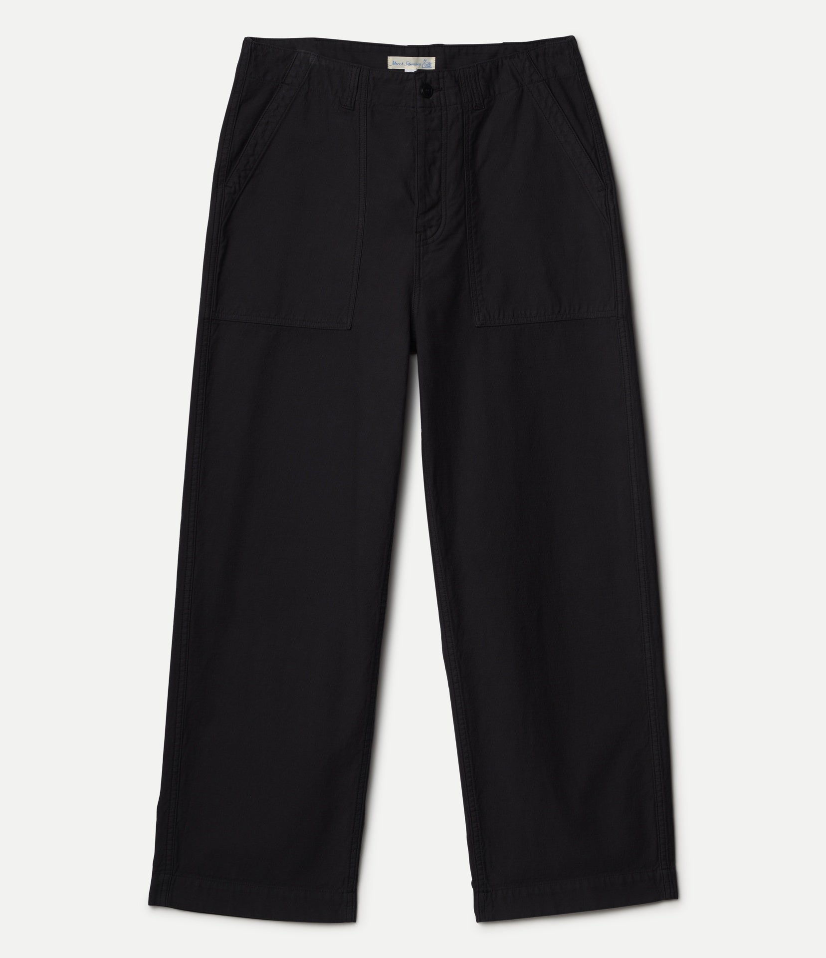Black fatigue pants on a white background