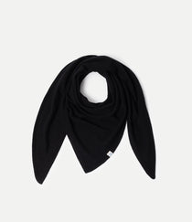 Black Scarf made of merino wool, silk and cashmere against neutral background