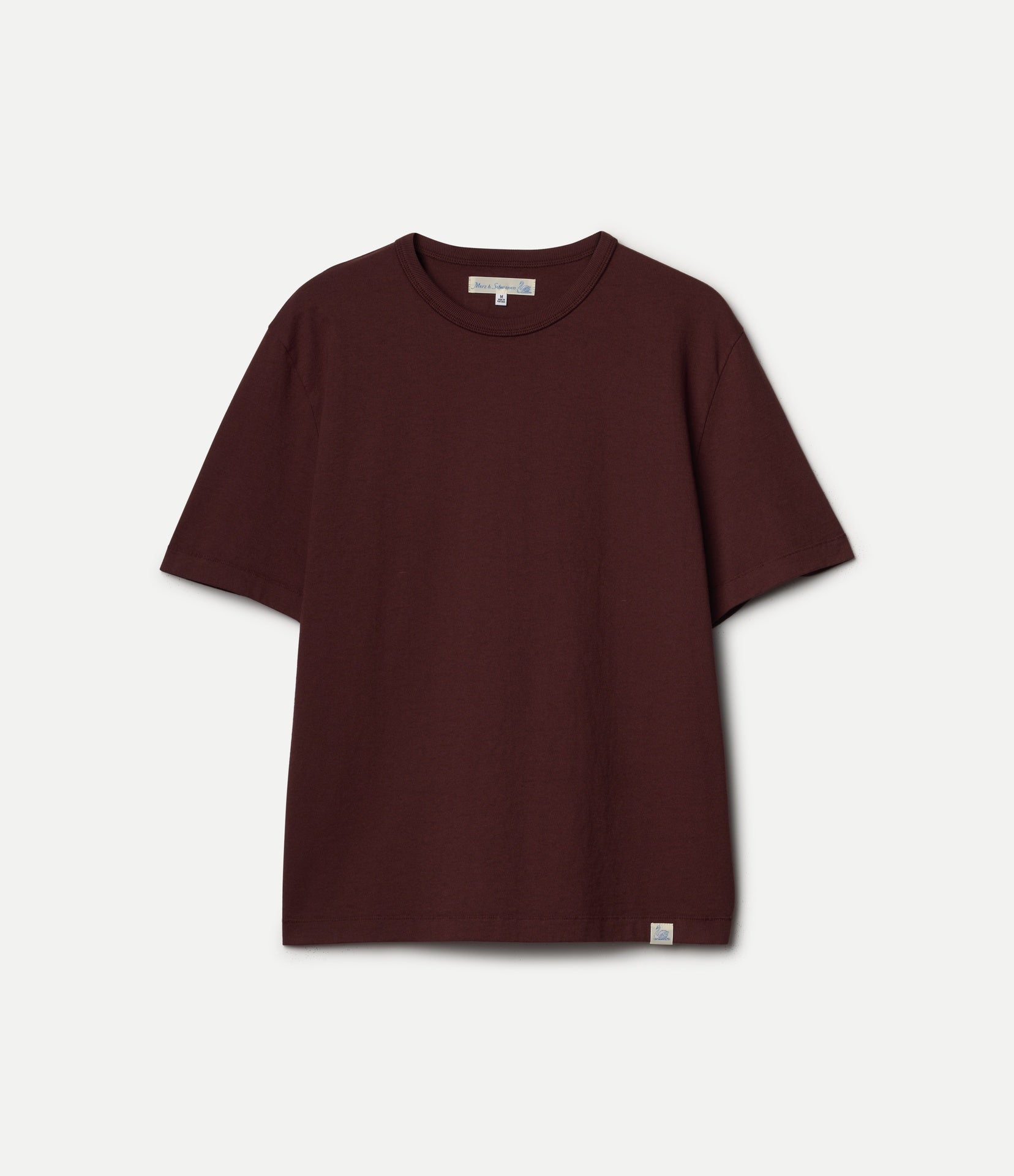 Maroon t-shirt on a light gray background