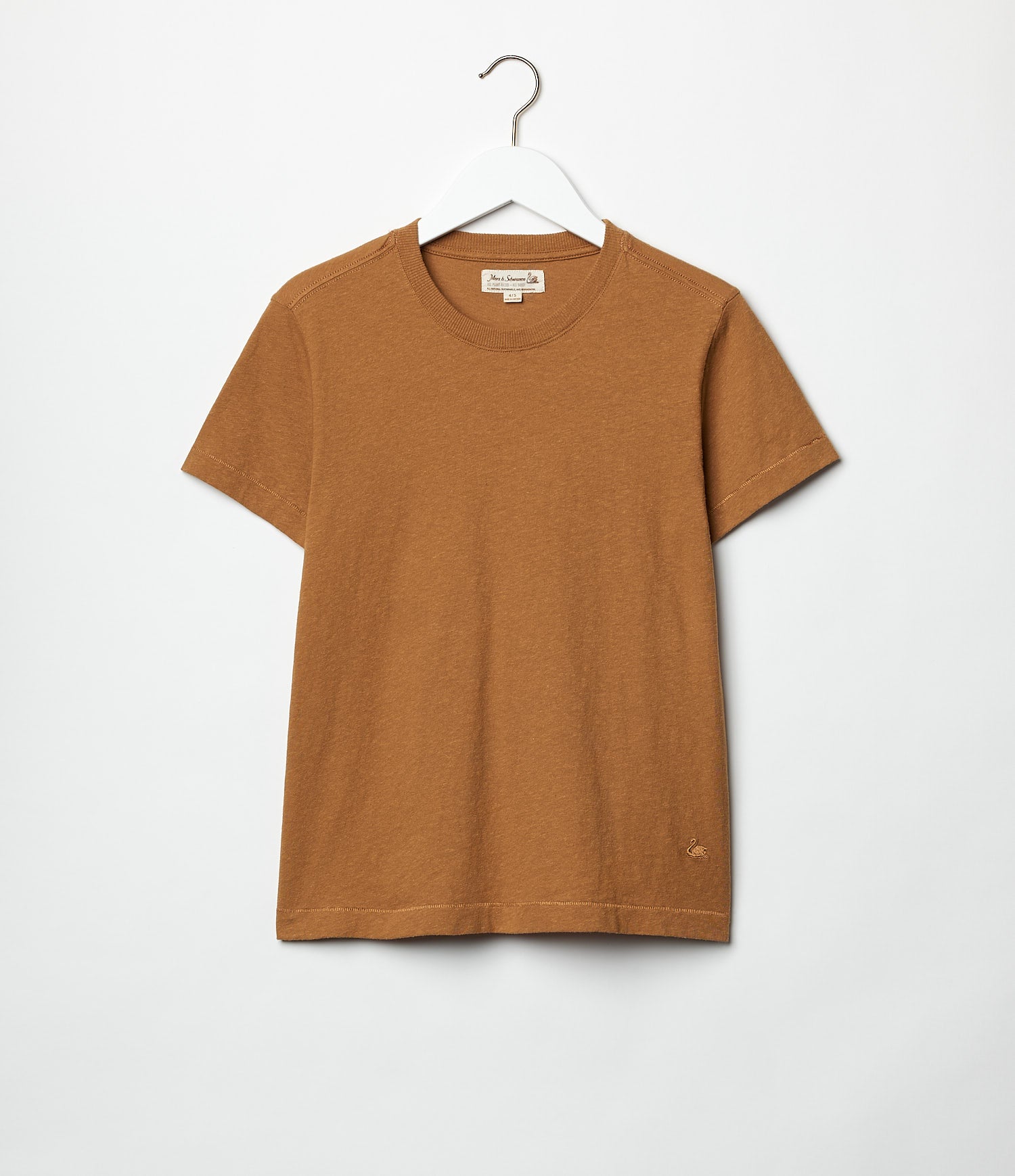 Brown hemp-cotton t-shirt against light background
