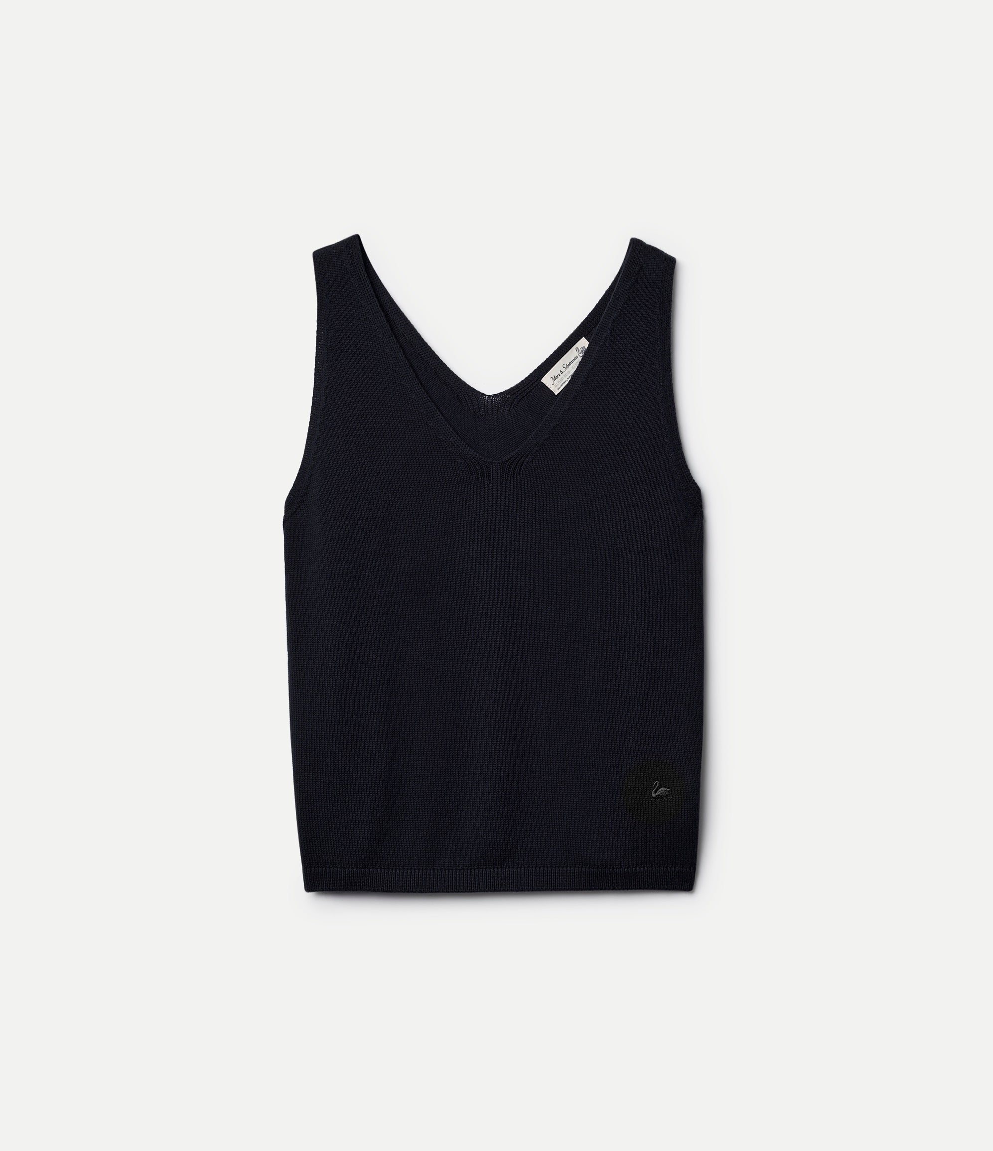 Black knitted tank top on a white background